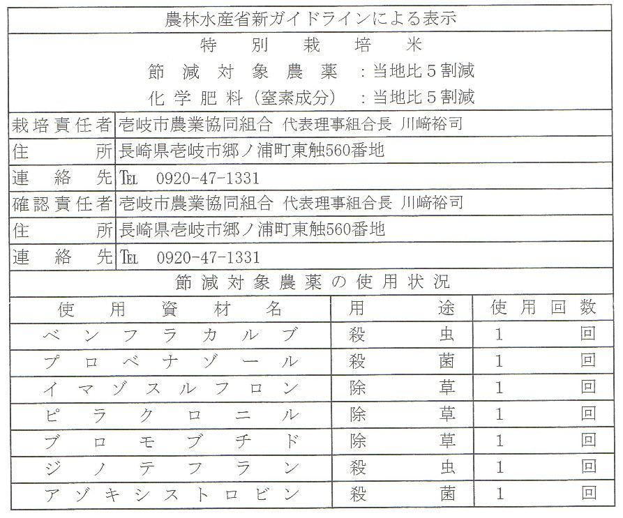 特別栽培米　長崎つや姫